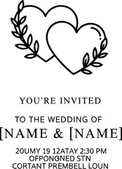Wedding invitation template with heart design