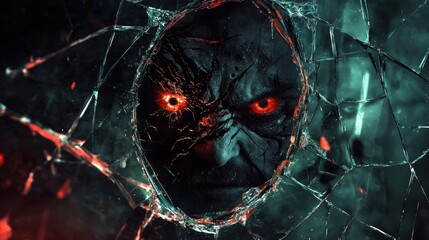 Dark mask with glowing eyes