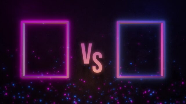 Frame splash screen, background for competitions with frames and neon glow in pink and blue shades. Template for  versus battle and confrontation titles. 4K