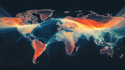 Abstract glowing world map illustration