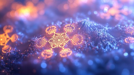 Abstract glowing snowflake digital art