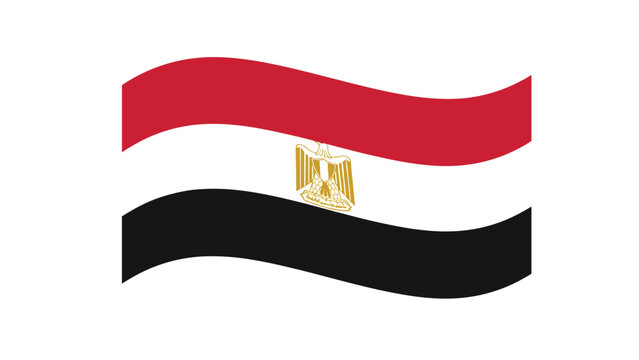 High-quality illustration of the national flag of Egypt featuring red, white, and black horizontal stripes with the golden Eagle of Saladin.