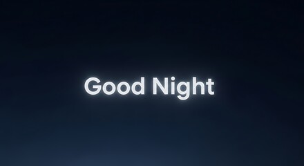 Good night message displayed prominently on a dark blue background with glowing white text wishing a peaceful sleep to the viewer every night.