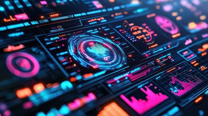 Fototapeta premium Abstract digital interface with data display