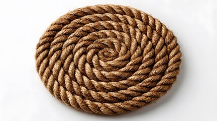 A neatly coiled rope on a plain white background.