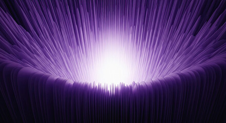 Light rays radiating from a central point, creating a purple cityscape scene with vibrant atmosphere and abstract viewpoint