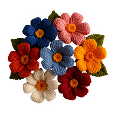 Obraz premium Bunch of croches with flowers on top of each other pieces of.