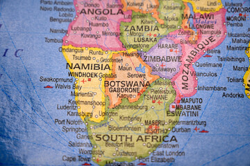 Obraz premium Close-Up of Country Botswana Map On The Political World Map - Cartography