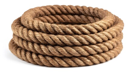 A neatly coiled rope against a plain white background.