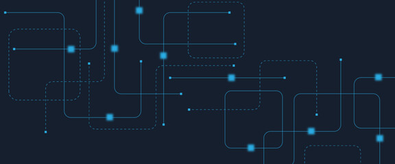 Abstract digital AI circuit board background with tech icons. Digital technology motherboard texture design. Engineering circuit board concept for poster, header, banner, website, presentation