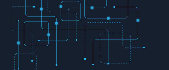 Abstract digital AI circuit board background with tech icons. Digital technology motherboard texture design. Engineering circuit board concept for poster, header, banner, website, presentation