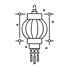 Fototapeta premium Technical drawing of a hanging lantern with detailed measurements and components