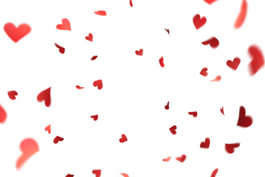 Red Heart Confetti Falling Frame Decoration