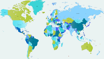 Fototapeta premium World map. Color modern vector map. Silhouette map