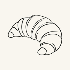 Minimalist croissant line art illustration for bakery branding