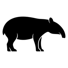 Fototapeta premium A Tapir Silhouette Standing Alone Against a Plain White Background Illustration