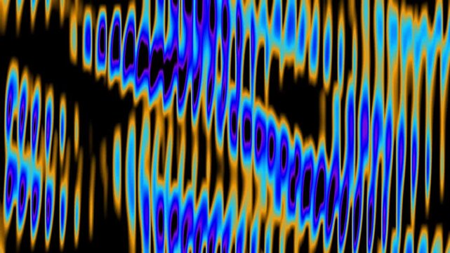 Abstract orange and blue moire wave 4k background. Electric optical illusion interference animation. Vibrant futuristic digital noise texture and energy visualization.