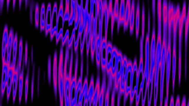 Abstract dark blue and purple moire wave background. Electric optical illusion interference animation. Futuristic cyber digital noise technology texture and sound visualization.