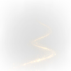 Golden Sparkle Light Trail Overlay on transparent background. PNG