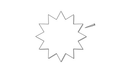 Retro comic speech bubble isolated on white background. Empty vintage cartoon dialog balloon with black halftone shadow. Design element for pop art, illustration, graphic overlay