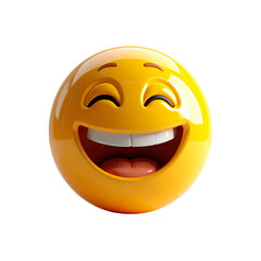 Fototapeta premium Yellow smiley with big smile on it with black background behind it.