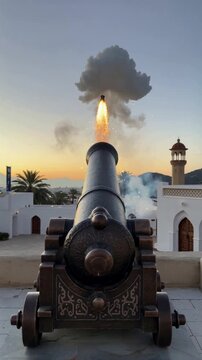 The Ramadan cannon (an Islamic tradition marking the time of breaking the fast at sunset) islamic background
