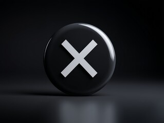 Obraz premium 黒背景に浮かぶバツ印の立体アイコンが示す否定やエラーを象徴したシンプルなビジュアル表現