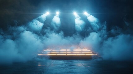 Stage illuminated with dramatic lighting