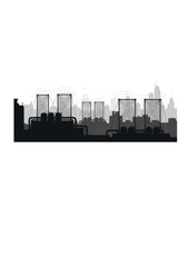 Obraz premium Rooftop Fog Harvesting Silhouette, Sustainable Water Collection for Cities, Climate Adaptation and Urban Resource Management Vector