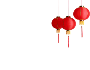 Beautiful Chinese-style lanterns on a transparent background