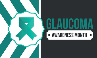 Glaucoma Awareness Month. Celebrate annual in January. Vision problems. Save your eyes. Prevention and protection. Green ribbon. Medical healthcare concept. Poster, banner and background. Vector