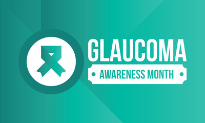 Glaucoma Awareness Month. Celebrate annual in January. Vision problems. Save your eyes. Prevention and protection. Green ribbon. Medical healthcare concept. Poster, banner and background. Vector