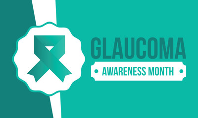 Glaucoma Awareness Month. Celebrate annual in January. Vision problems. Save your eyes. Prevention and protection. Green ribbon. Medical healthcare concept. Poster, banner and background. Vector