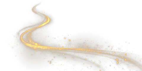 Golden curved light ribbon png with shine. Smooth gold twirl with glowing effect. Elegant festive line element. Glowing golden swirl png for decoration. © tanandaa