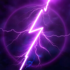 Naklejka premium Purple Lightning Bolt Digital Art - Abstract Energy, electric, storm