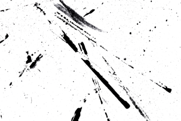 The abstract texture of black acrylic paint isolated on transparent background.