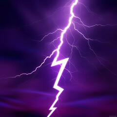 Naklejka premium Purple Lightning Bolt Digital Art - Abstract Energy, electric, storm
