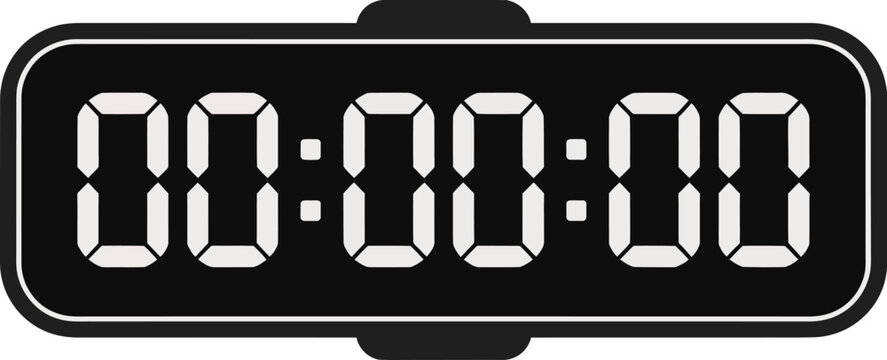 Digital LED Timer Display Showing Zeroed Out Timecode for Stopwatch or Countdown Functionality on a Black Background, Perfect for Sports or Timing Concepts