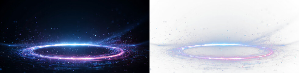 Obraz premium Glowing Neon Magic Energy Ring in Blue Purple Colors PNG