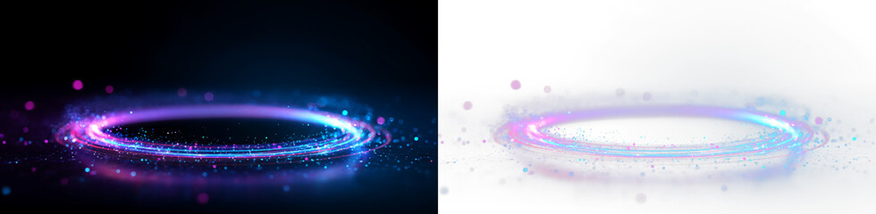 Abstract Futuristic Neon Portal Ring with Blue Purple Glow PNG Overlay © Татьяна Куриленко