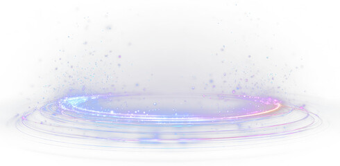 Blue Purple Neon Light Portal Ring PNG Sci Fi Energy Effect