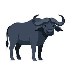 Fototapeta premium cute baby African Buffalo, flat design, vector illustration, isolated on white transparent background for kids kindergartens themes