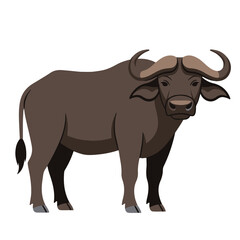 Fototapeta premium cute baby African Buffalo, flat design, vector illustration, isolated on white transparent background for kids kindergartens themes