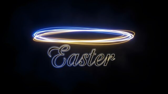 Easter celebration with glowing neon lights and easter eggs - Powered by Adobe