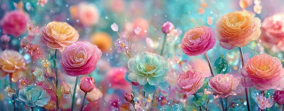 Vibrant flowers in a colorful garden, celebrating nature's beauty.