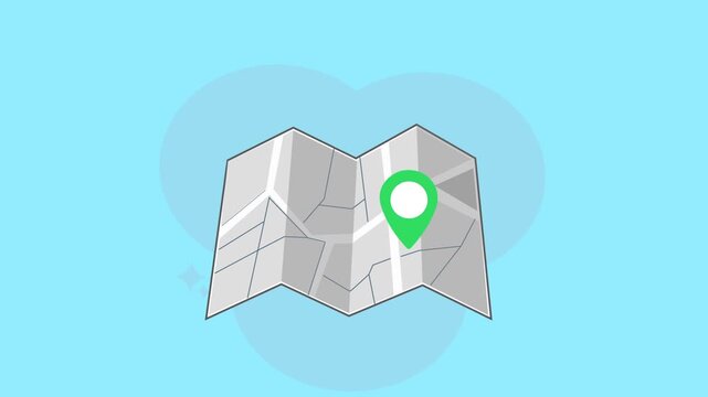 Simple Flat Design Map With Location Pin Icon.