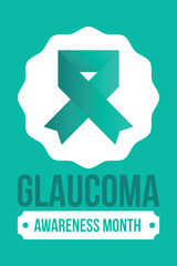 Fototapeta premium Glaucoma Awareness Month. Celebrate annual in January. Vision problems. Save your eyes. Prevention and protection. Green ribbon. Medical healthcare concept. Poster, banner and background. Vector