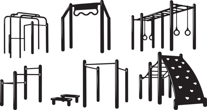 Outdoor playground equipment for kids and fitness enthusiasts alike
