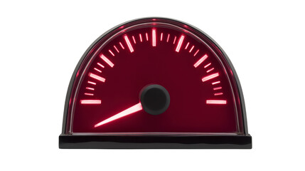 Speedometer gauge dashboard measurement indicator red illuminated analog vehicle technology display glowing red analog speedometer gauge with needle pointing to low value symbolizing low speed