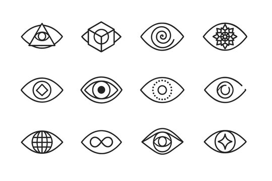 Infinity icon eye fractal vector glowing third vision grid geometric stare